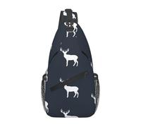 BigOtters Borsa a tracolla nera con cervo alce bianco zaino a tracolla zaino da palestra sport da viaggio borsa a tracolla casual zaino da trekking, A tinta unita, Taglia unica