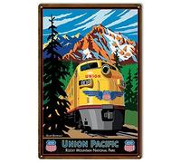BigOtters Union Pacific Targa in metallo, riproduzione Union Pacific Railroad, stile vintage, 20,3 x 30,5 cm