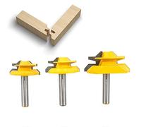 BIGP 3Pcs 8mm Gambo Frese per Scanalature 45° Lock Mitre Router Bits, diametro 1-3/8", 1-1/2", 2" Punte di Falegnameria, Frese Trapano Lavorazione del Legno Strumenti