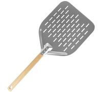 BIGP Pala per pizza perforata, 40 x 30 cm, in alluminio, con manico in legno rimovibile e ampia superficie, per forno, pietra per pizza e barbecue