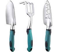 BIGP Set Attrezzi da Giardino 3 Pezzi, Utensili da Giardino, Include Cazzuola per Trapianto, Paletta per Terreno, Rastrello a Mano