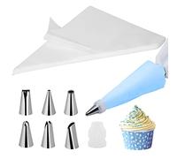 Bigqin 100 Pezzi sac a Poche e Getta Professionali, con 6 Ugelli in Acciaio Inossidabile, Adatto Decorare Torte, Biscotti Cupcake