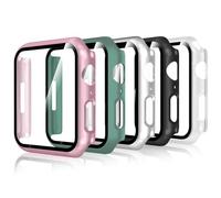 Bigqin 5PCS Custodia Compatibile per Apple watch Series 9/8/7 45mm,5PCS Pellicola Protettiva,TPU Protezione Cover Compatibile per Apple watch Series 8 7 45mm,Trasparente/nero/argento/oro rosa/verde