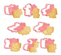 Bigqin Set di 8 formine per Animali carini 3D, in plastica, con simpatiche forme a cartoni animati, per biscotti, fondente, snack, formaggio, cottura