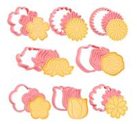 Bigqin Set di 8 formine per biscotti a forma di fiore 3D, in plastica, con simpatiche forme a cartoni animati, per biscotti, fondente, snack, formaggio, cottura