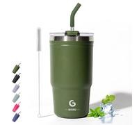 BIGRD 20oz Tazza termica caffe con cannuccia 591ml,Termos caffè acciaio inox senza BPA,Bicchiere termico a doppia parete sottovuoto,Esercito verde