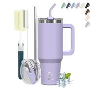 BIGRD 40 oz Stainless Steel Vacuum Thermal Mug To Go, Double Walled Leak-Proof Drinking Bottle with Straws & Locking Lid, Dishwasher Safe, BPA free, Coffee Mug for Hot and Fred Lila