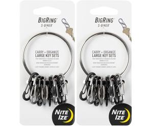 BigRing Steel Portachiavi 4 Blk/4 SS S-Biners (Confezione da 2)