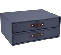 Bigso Birger - Cassetta per lettere in fibra di legno, con 2 cassetti, 14,5 x 33 x 24,9 cm, colore: Blu