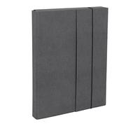 Bigso Box of Sweden Cartella documenti in fibra di legno e carta - Cartellina con alette per organizzare e conservare i documenti - Cartellina rigida con elastico spaziosa con effetto lino - nero