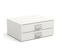 Bigso Box of Sweden Mini cassettiera da scrivania per documenti e materiale da ufficio - Organizer scrivania con 2 cassetti - Scatola con cassetti in fibra di legno e carta - bianco