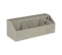 Bigso Box of Sweden Organizer scrivania con 4 scomparti - Scatola da scrivania per note, graffette, penne e altro - Portacancelleria in fibra di legno e carta effetto lino - beige