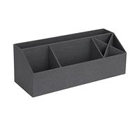 Bigso Box of Sweden Organizer scrivania con 4 scomparti - Scatola da scrivania per note, graffette, penne e altro - Portacancelleria in fibra di legno e carta effetto lino - nero
