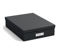 Bigso Box of Sweden Organizer scrivania per fogli A4, cancelleria e altro - Scatole portadocumenti con coperchio e maniglia - Scatole ufficio in cartone e carta - grigio scuro