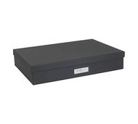Bigso Box of Sweden Portadocumenti A3 con coperchio e maniglia, fibra di legno e carta, grigio scuro