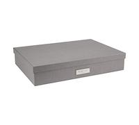 Bigso Box of Sweden Portadocumenti scrivania per fogli formato A3 - Portadocumenti ufficio con coperchio e maniglia - Organizer portadocumenti in fibra di legno e carta - grigio