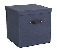 Bigso Box of Sweden Scatola portaoggetti con coperchio e manici - Scatola per vestiti, giocattoli, coperte e altro - Scatola pieghevole in fibra di legno e carta - blu