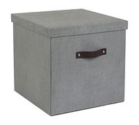 Bigso Box of Sweden Scatola portaoggetti con coperchio e manici - Scatola per vestiti, giocattoli, coperte e altro - Scatola pieghevole in fibra di legno e carta - grigio