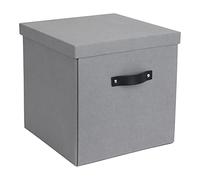 Bigso Box of Sweden Scatola portaoggetti con coperchio e manici - Scatole per vestiti, giocattoli, coperte e altro - Scatola pieghevole in fibra di legno e carta - grigio