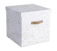 Bigso Box of Sweden Scatola portaoggetti con coperchio e manici - Scatole per vestiti, giocattoli, coperte e altro - Scatola pieghevole in fibra di legno e carta - oro maculato