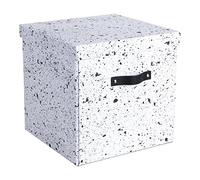 Bigso Box of Sweden Scatola portaoggetti con coperchio e manici - Scatole per vestiti, giocattoli, coperte e altro - Scatola pieghevole in fibra di legno e carta - nero maculato