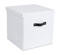 Bigso Box of Sweden Scatola portaoggetti con coperchio e manici - Scatole per vestiti, giocattoli, coperte e altro - Scatola pieghevole in fibra di legno e carta - bianco