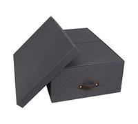 Bigso Box of Sweden Scatole con coperchio per oggetti vari - Scatole portaoggetti cartone per camera, bagno e ufficio - Scatole organizer impilabili in fibra di legno e carta - Set da 3 - nero