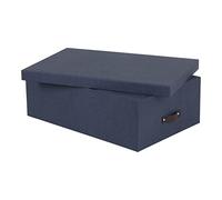 Bigso Box of Sweden Scatole con coperchio per oggetti vari - Scatole portaoggetti cartone per camera, bagno e ufficio - Scatole organizer impilabili in fibra di legno e carta - Set da 3 - blu
