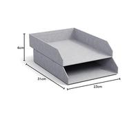 BIGSO Hakan - Set di 2 vassoi per lettere, formato A4, impilabili con maniglia, vassoio da scrivania per lettere, documenti e documenti, sistema di organizzazione in fibra con carta, grigio chiaro