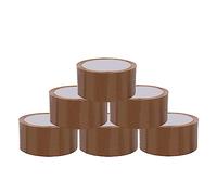 BIGtec 6 rotoli di nastro adesivo per pacchetti, nastro da imballaggio, marrone, 48 mm x 66 m