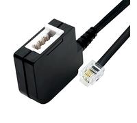 BIGtec Adattatore TAE per telefono, presa TAE-F su RJ11/RJ14 6P4C, adattatore per telefono, rete fissa, router modem splitter cavo telefonico, 0,2 m, nero