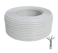 BIGtec Cavo di rete CAT 7, cavo di rete LAN, 50 m, bianco, CAT7 PiMF S/FTP, senza alogeni, BauPVO Eca POE Gigabit, cavo dati CAT.7