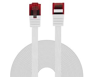 BIGtec Cavo di Rete Ethernet LAN, 20 m, Flessibile, Piatto, Bianco, Nastro Piatto, Cavo Patch Gigabit DSL ISDN