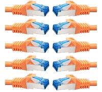 BIGtec Cavo Ethernet 10 pezzi - 0,25m CAT 7 Cavo LAN RJ45 internet gigabit CAT7 cavo di rete arancione cable Alta Velocità cavo patch 25 centimetro