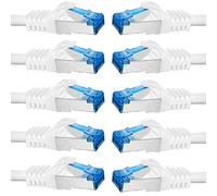 BIGtec Cavo Ethernet 10 pezzi - 0,5m CAT 7 Cavo LAN RJ45 internet gigabit CAT7 cavo di rete bianco cable Alta Velocità cavo patch 50 centimetro