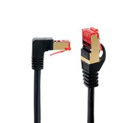 BIGtec Cavo LAN, 1,5 m, ad angolo di 90 gradi, cavo di rete a 90°, dritto/superiore, nero, doppia schermatura, cavo patch Ethernet Gigabit RJ45, compatibile con CAT6, CAT6a, CAT7, CAT7a