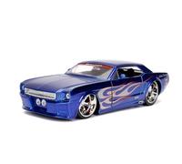 Bigtime Muscle 1:24 1965 Ford Mustang auto pressofusa, giocattoli per bambini e adulti (fiamme blu/argentate)