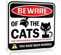 Bigtime Signs Beware of Cats Sign - Funny Cat Decor for Indoor and Outdoor Use, Window, Office, Bedroom Décor, Gag Gift for Cat Lovers and Decorations