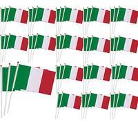 BigTree 50 Bandiere Italiane a Manovella, 21.5x14 Cm, Verde, Bianco, Rosso, Per Feste, Parate, Giochi di Calcio, Decorazioni per Bar