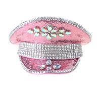 BIGULA Bejeweled Cappello da capitano con pesanti paillettes di cristallo per sposa addio al nubilato festa di laurea perline a mano cappello foto di nozze