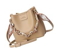 BIGULA Borsa a tracolla alla moda in pelle PU di grande capacità borse a secchiello borsa a tracolla alla moda per lavoro e viaggio casual borsa a catena di lusso, cachi, One Size