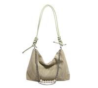 BIGULA Elegante Perle Catena di Metallo Grande Capacità Borsa A Tracolla Coreano Tinta Unita Cuoio DELL'UNITÀ di elaborazione Con Cerniera Borsa Ascellare, Verde, One Size