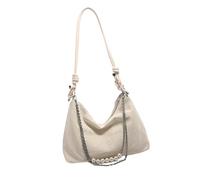 BIGULA Elegante Perle Catena di Metallo Grande Capacità Borsa A Tracolla Coreano Tinta Unita Cuoio DELL'UNITÀ di elaborazione Con Cerniera Borsa Ascellare, bianco, One Size