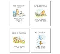 BigWig Prints Decorazioni parete Winnie the Pooh con citazioni sull'amicizia, per camera da letto, sala giochi, con citazioni e frasi motivazionali, confezione da 4 senza cornice (20,3 x 25,4 cm)
