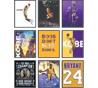 BigWig Prints Kobe Bryant - Poster da parete Bryant per camera da letto, motivo: pallacanestro, set da 9 pezzi, senza cornice
