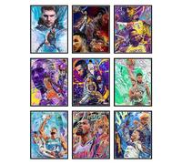BigWig Prints Set di 9 poster da basket per camera dei ragazzi NBA decorazione da parete sportiva Kobe Bryant, Lebron James, Steph Curry, Kawhi Leonard, senza cornice, 20,3 x 25,4 cm