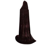 BIGXIAN Mantello lungo in velluto, con cappuccio, mantello da strega per costume di Halloween, per donne e uomini, Marrone, X-Large