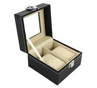 Bigxin 1 Pcs Espositore Scatola di Orologio Cofanetto per Orologi Porta a Doppia Scatola Orologi Pelle di PU Organizzatore Orologi Display Gioielli con Acrilico Copertina e 2 Cuscini Rimovibili Nero