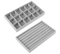 Bigxin 2 Vassoi in Velluto Grigio per Gioielli Donna Organizar da Cassetto Porta Orecchini Espositore Gioielli in Velluto Grigio per Orecchini, Braccialetti, Collane, Anelli 21 * 12.3 * 2.5 cm