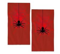 BIGXIUKA Set di 2 asciugamani da bagno a forma di ragnatela, colore nero e rosso, per Halloween, morbidi asciugamani da cucina decorativi, per il viso, per gli ospiti, palestra, yoga, 71 x 35 cm